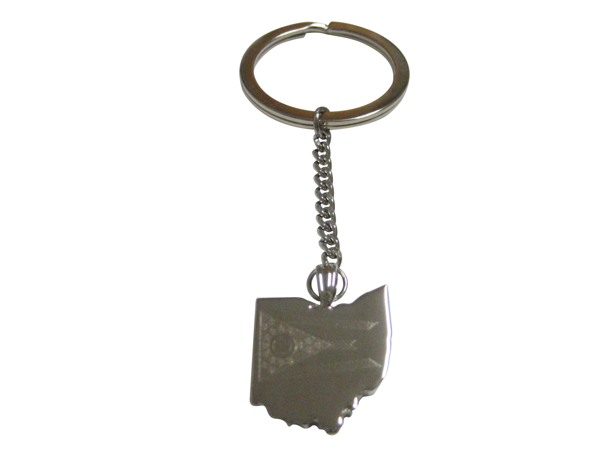 Ohio State Map Shape and Flag Design Pendant Keychain