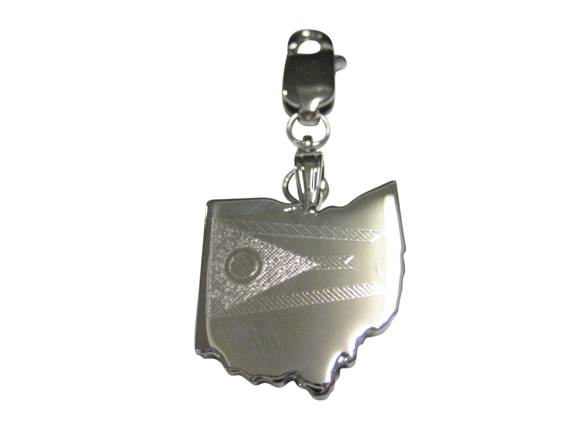 Ohio State Map Shape and Flag Design Pendant Zipper Pull Charm
