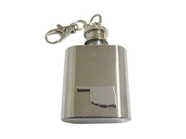 Oklahoma State Map Shape 1 Oz. Stainless Steel Key Chain Flask