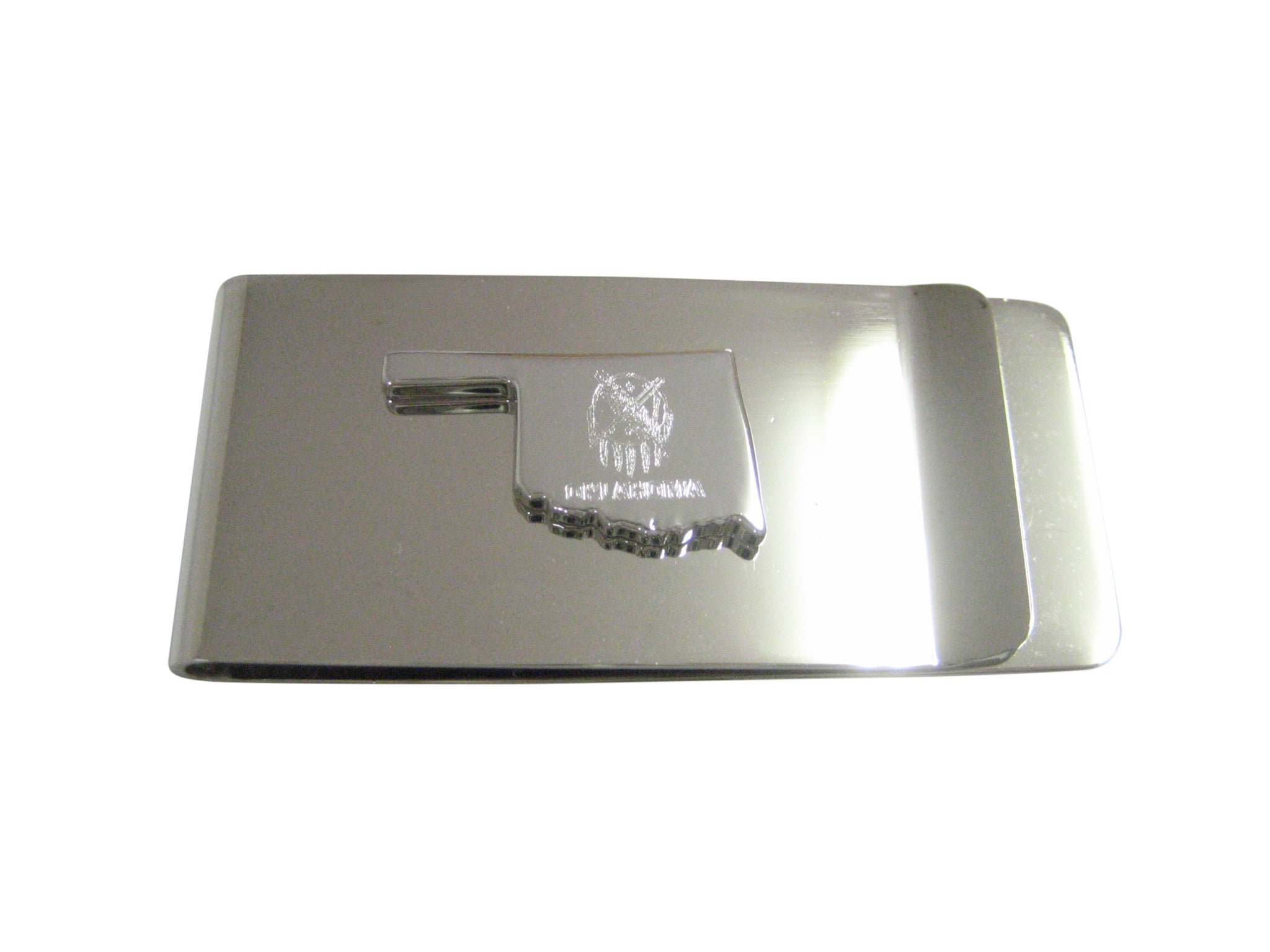 Oklahoma State Map Shape and Flag Design Money Clip