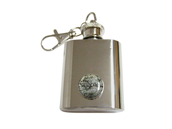 Old Style World Map 1 Oz. Stainless Steel Key Chain Flask