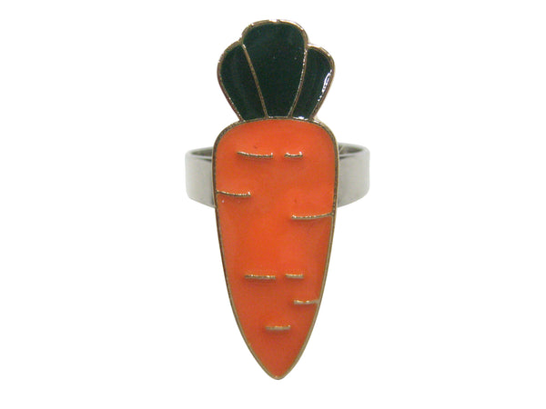 Orange Toned Flat Carrot Vegetable Adjustable Size Fashion Ring