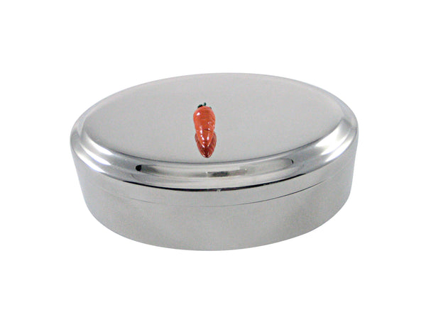Orange Carrot Vegetable Pendant Oval Trinket Jewelry Box