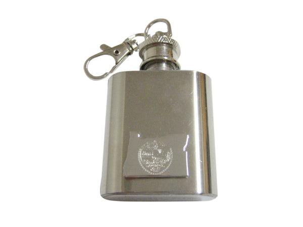 Oregon State Map Shape and Flag Design 1 Oz. Stainless Steel Key Chain Flask