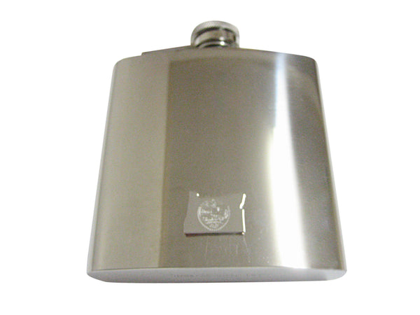 Oregon State Map Shape and Flag Design 6 Oz. Stainless Steel Flask