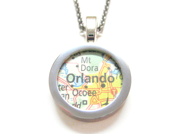 Orlando Florida Map Pendant Necklace