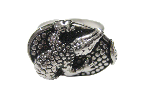 Oval Alligator Adjustable Size Fashion Ring