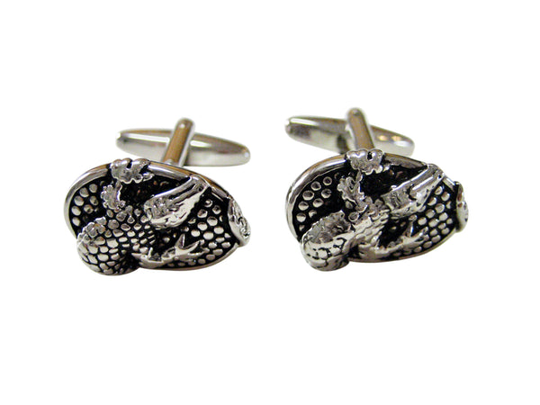 Oval Alligator Design Cufflinks