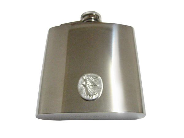 Oval Angel Pendant 6 Oz. Stainless Steel Flask