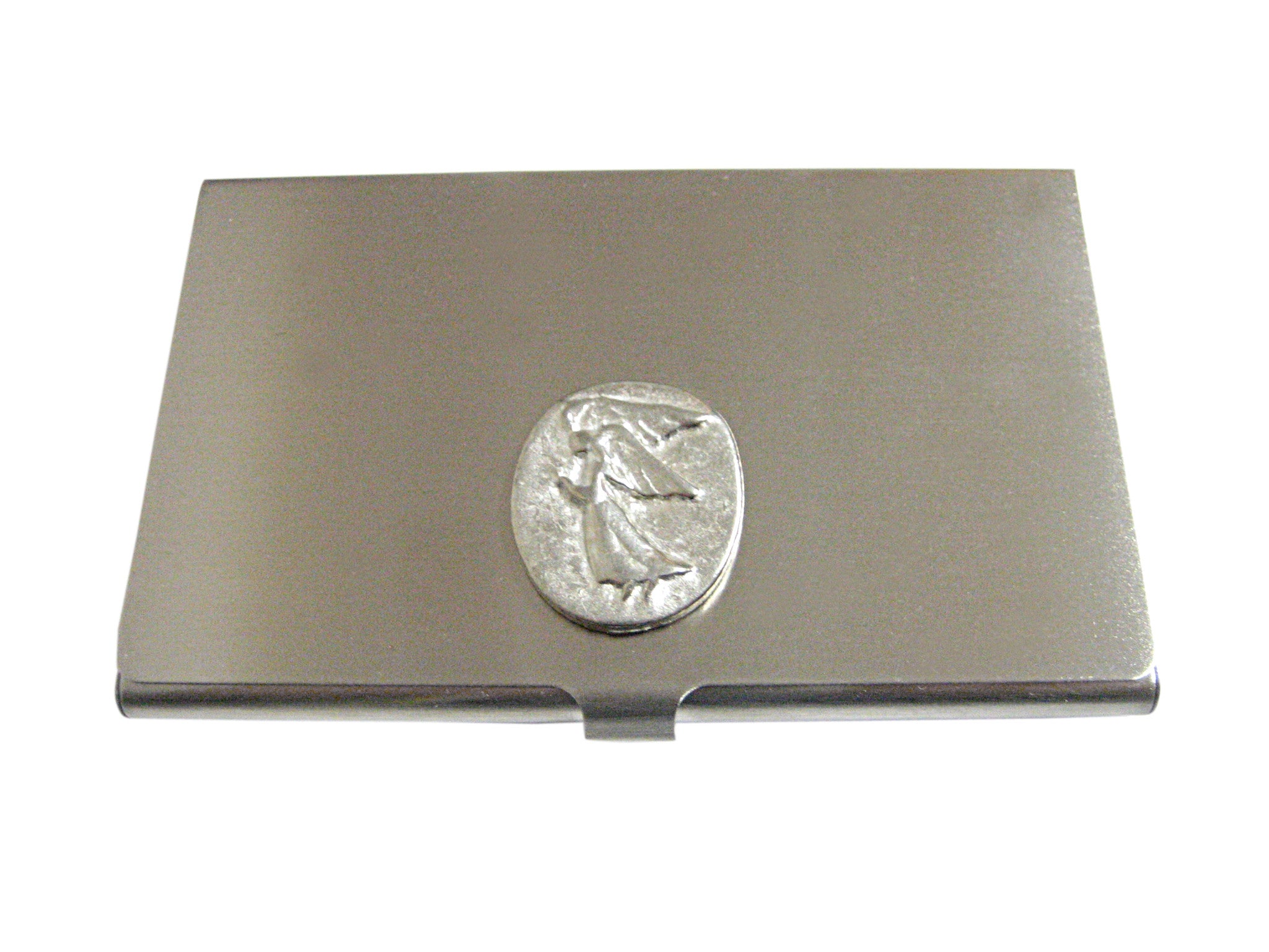 Oval Angel Pendant Business Card Holder