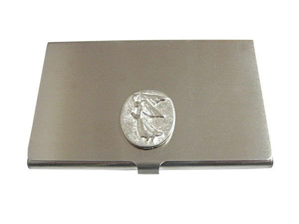 Oval Angel Pendant Business Card Holder