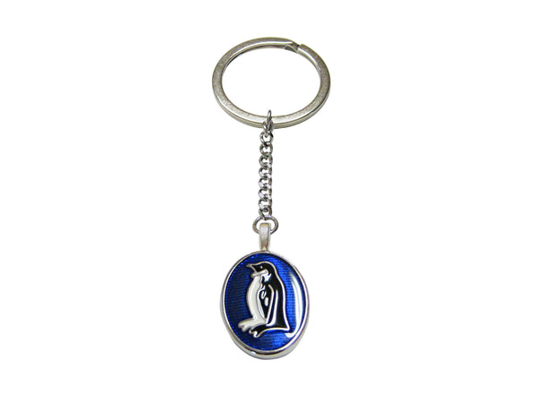 Oval Blue Penguin Keychain
