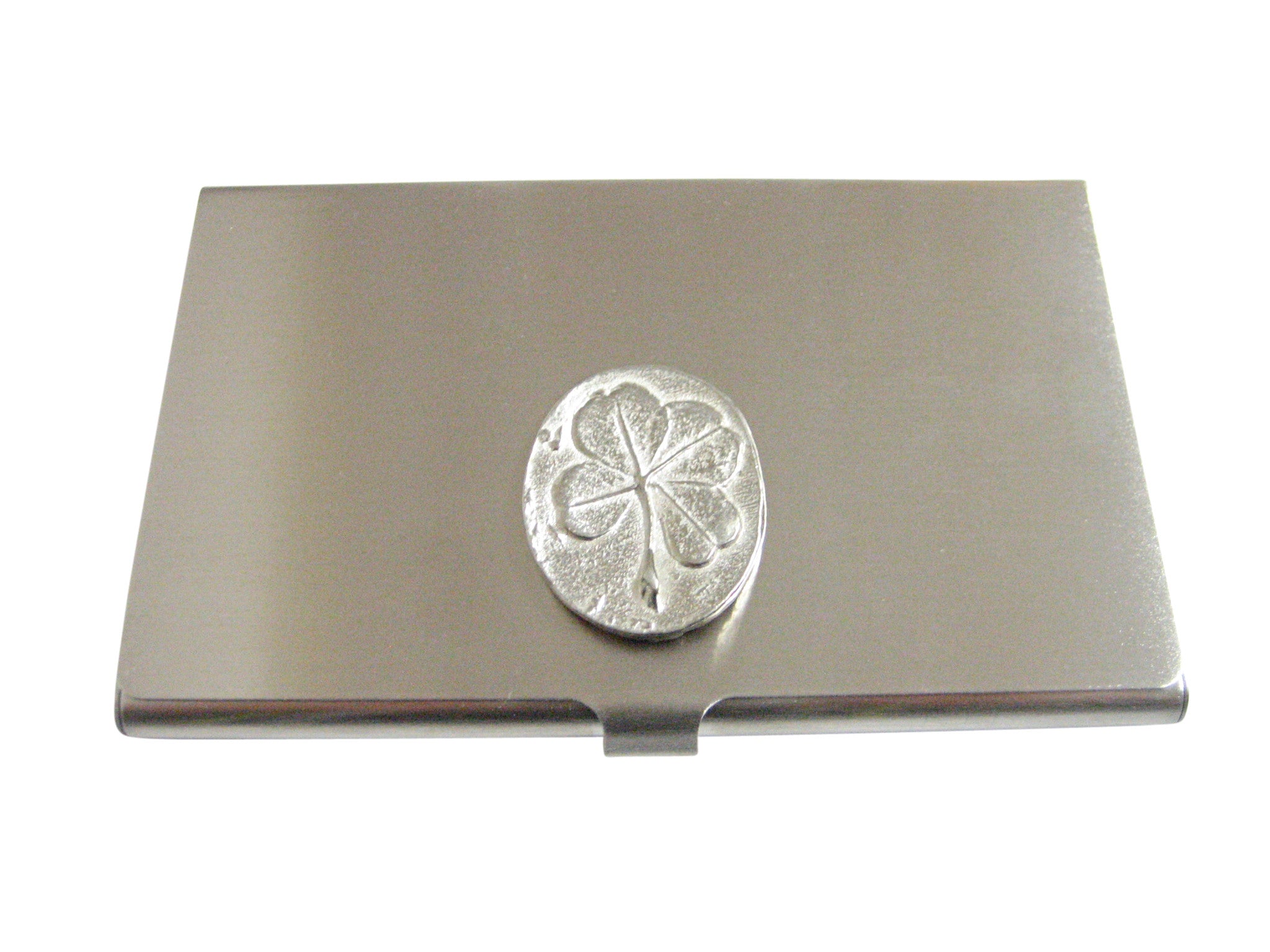 Oval Four Leaf Clover Business Card Holder