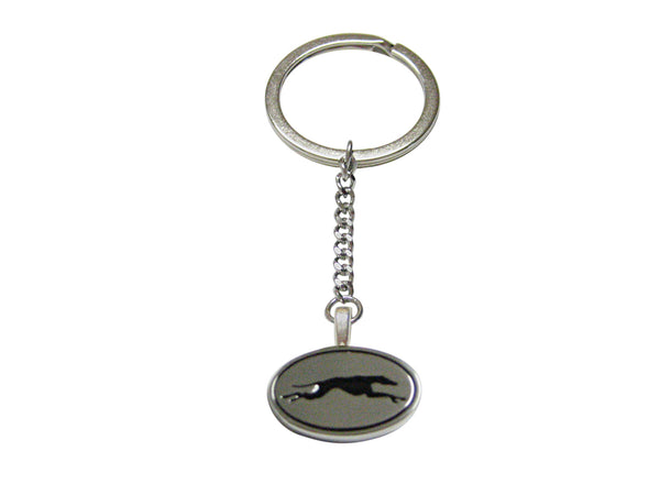 Oval Greyhound Dog Pendant Keychain