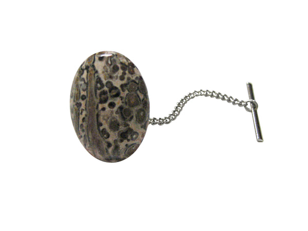 Oval Leopard Skin Jasper Pendant Tie Tack