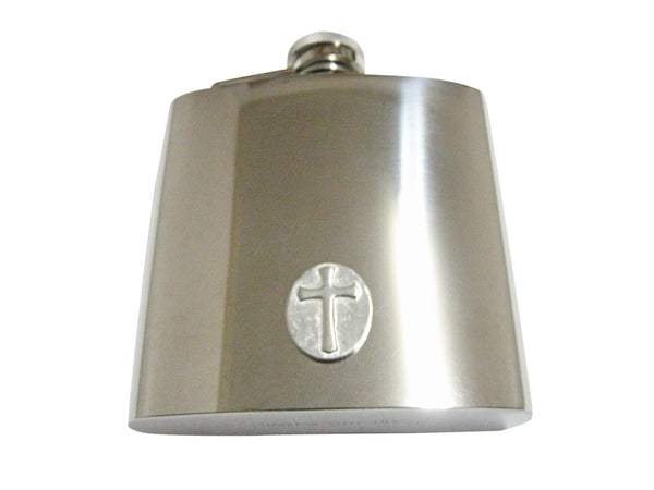 Oval Religious Cross 6 Oz. Stainless Steel Flask
