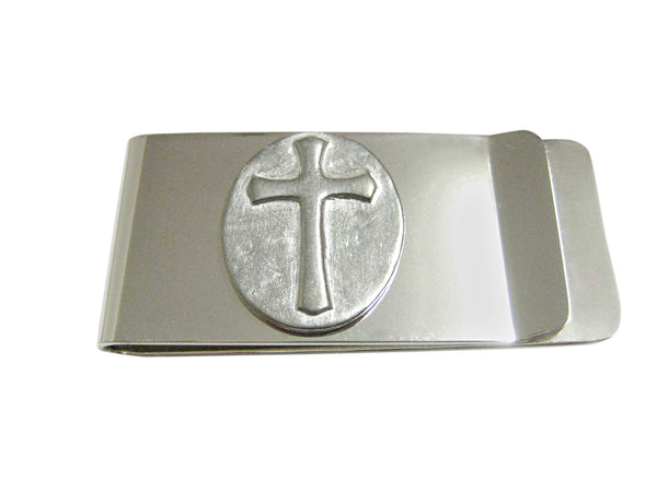 Oval Religious Cross Money Clip