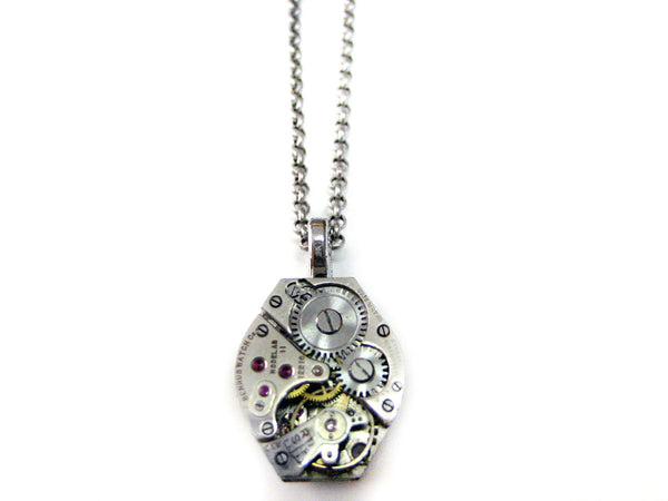 Oval Steampunk Watch Gear Necklace