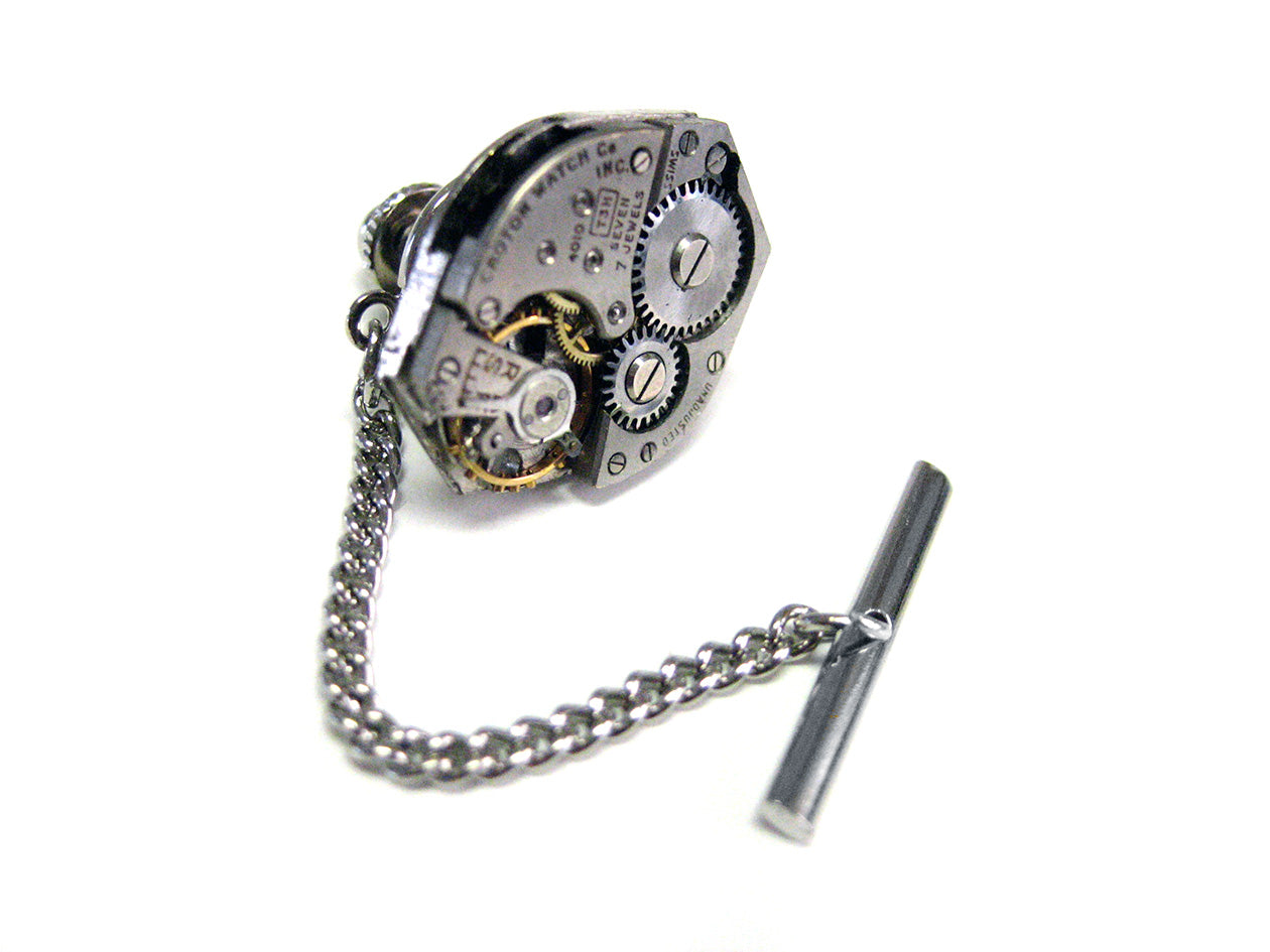 Oval Watch Gear Tie Tack