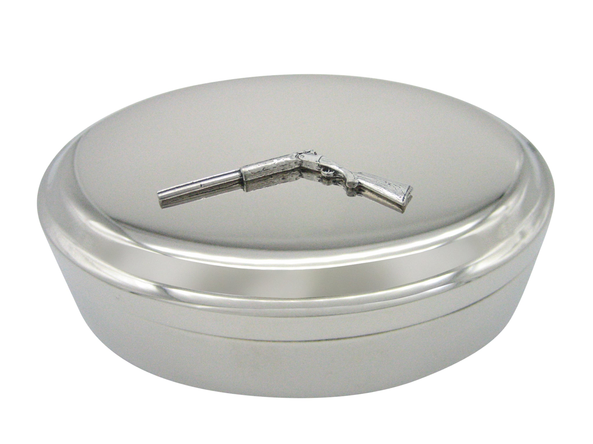 Over and Under Shotgun Pendant Oval Trinket Jewelry Box