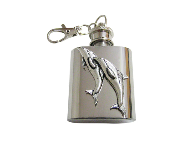 Pair of Dolphins 1 Oz. Stainless Steel Key Chain Flask
