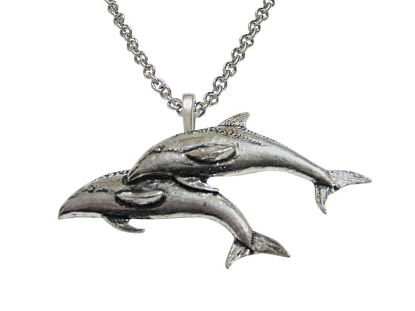 Pair of Dolphins Pendant Necklace