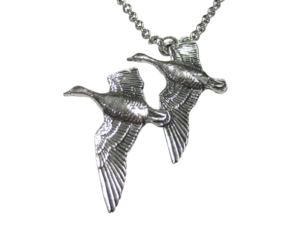 Pair of Duck Birds Pendant Necklace