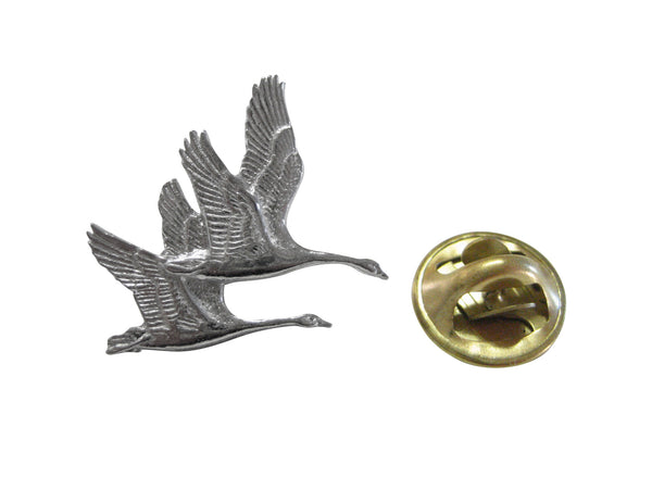 Pair of Swans Bird Lapel Pin