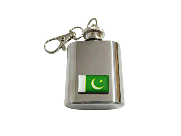 Pakistan Flag Pendant 1 Oz. Stainless Steel Key Chain Flask