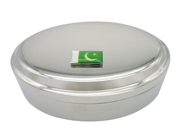 Pakistan Flag Pendant Oval Trinket Jewelry Box