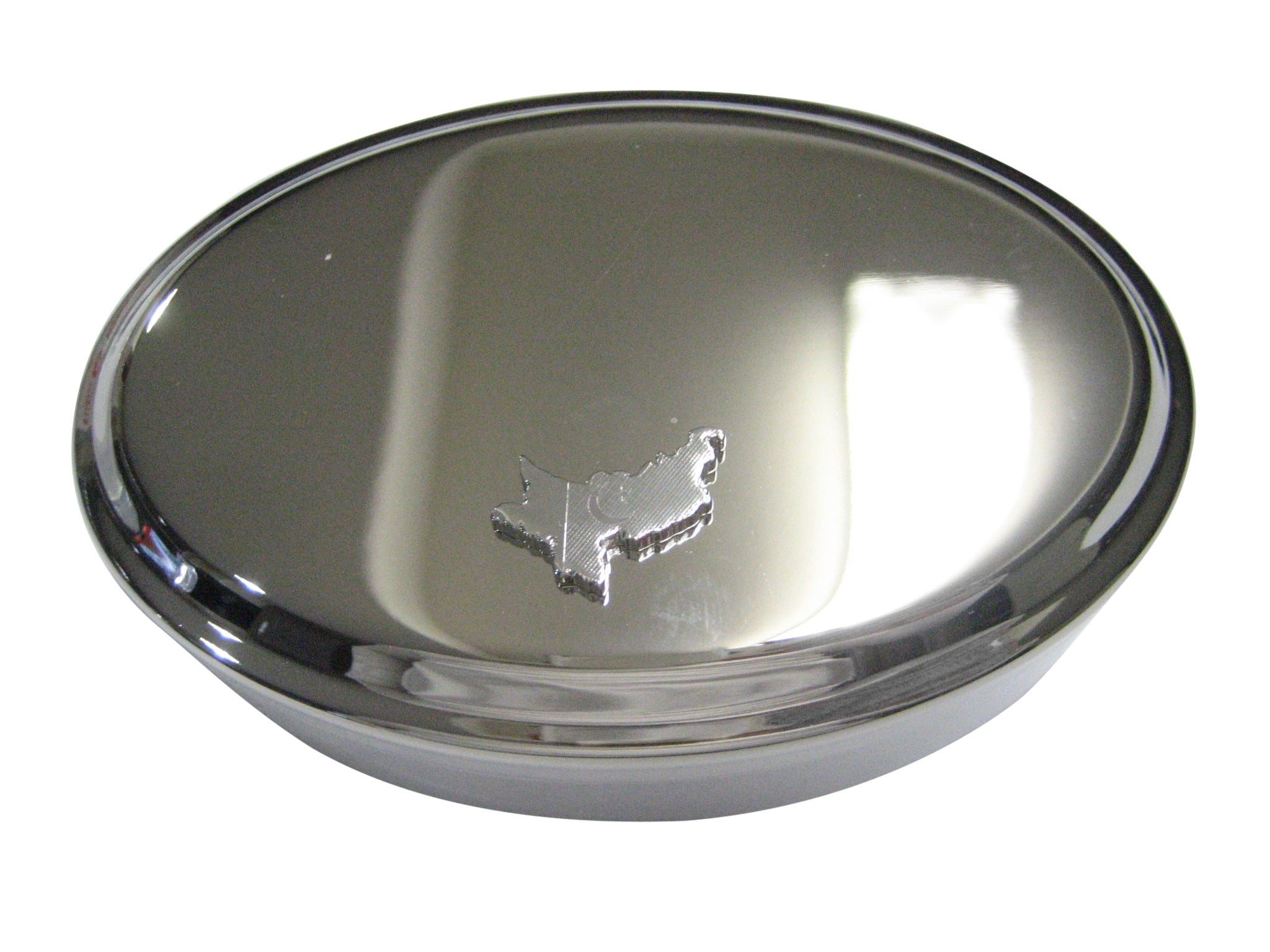 Pakistan Map Shape and Flag Design Oval Trinket Jewelry Box