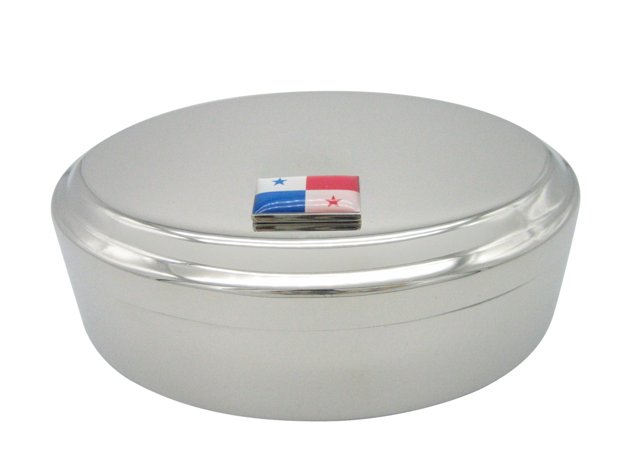 Panama Flag Pendant Oval Trinket Jewelry Box
