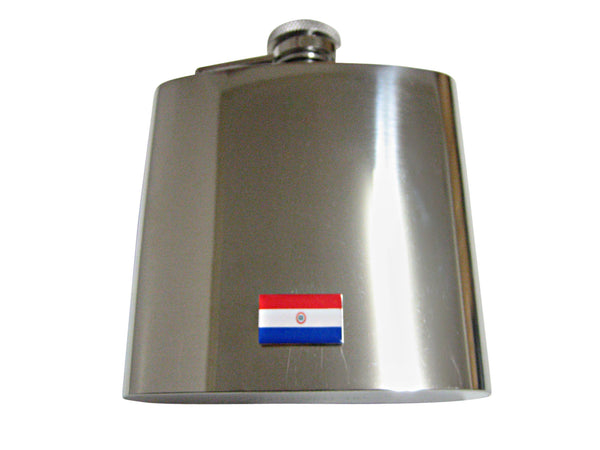 Paraguay Flag Pendant 6 Oz. Stainless Steel Flask