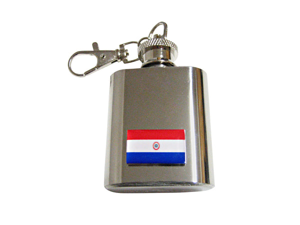 Paraguay Flag Pendant 1 Oz. Stainless Steel Key Chain Flask
