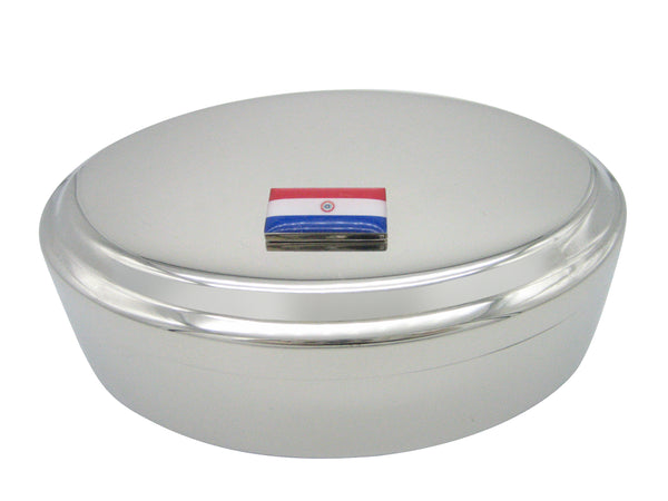 Paraguay Flag Pendant Oval Trinket Jewelry Box