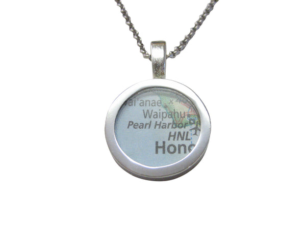 Pearl Harbor Hawaii Map Pendant Necklace