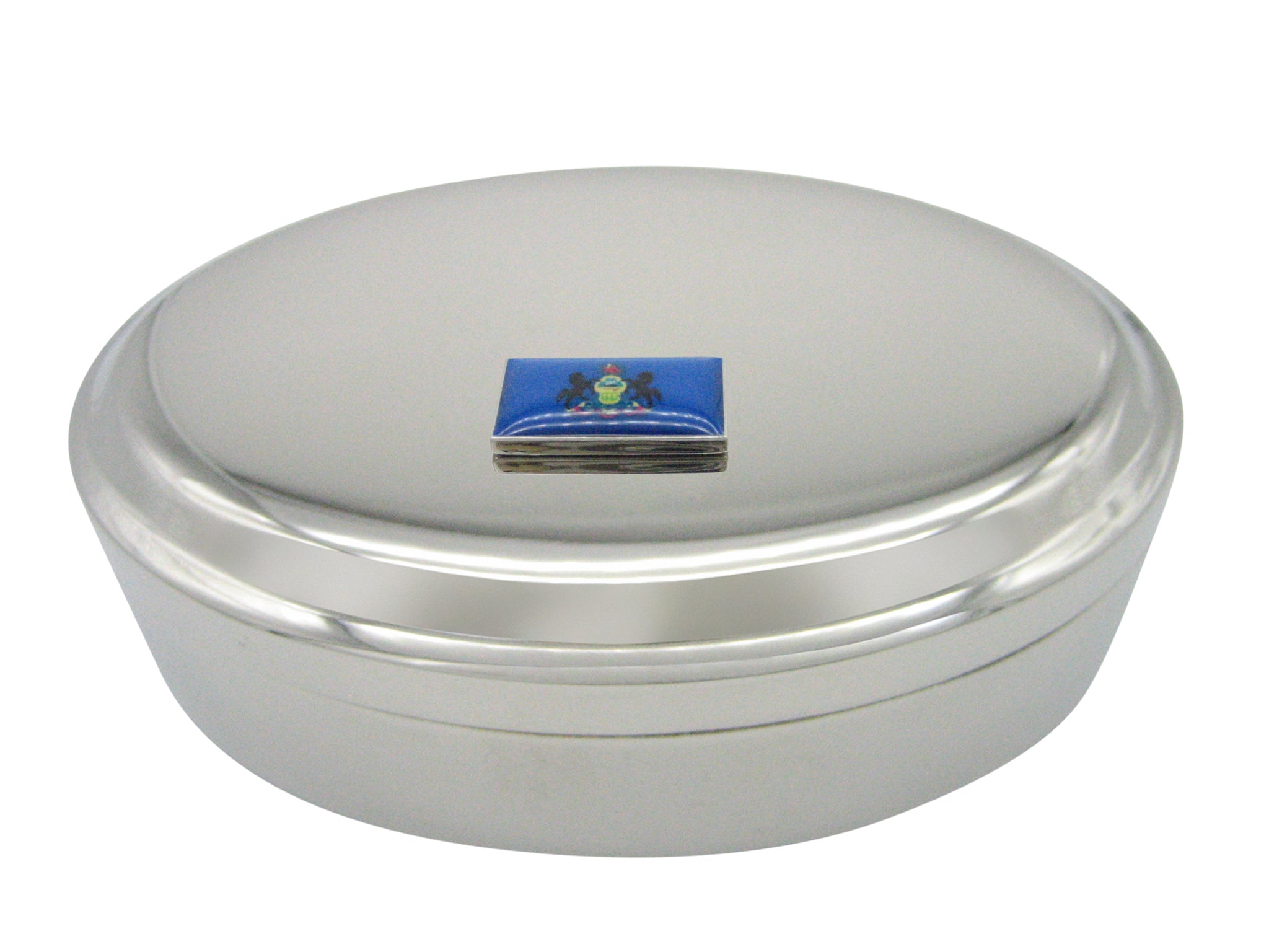 Pennsylvania State Flag Pendant Oval Trinket Jewelry Box