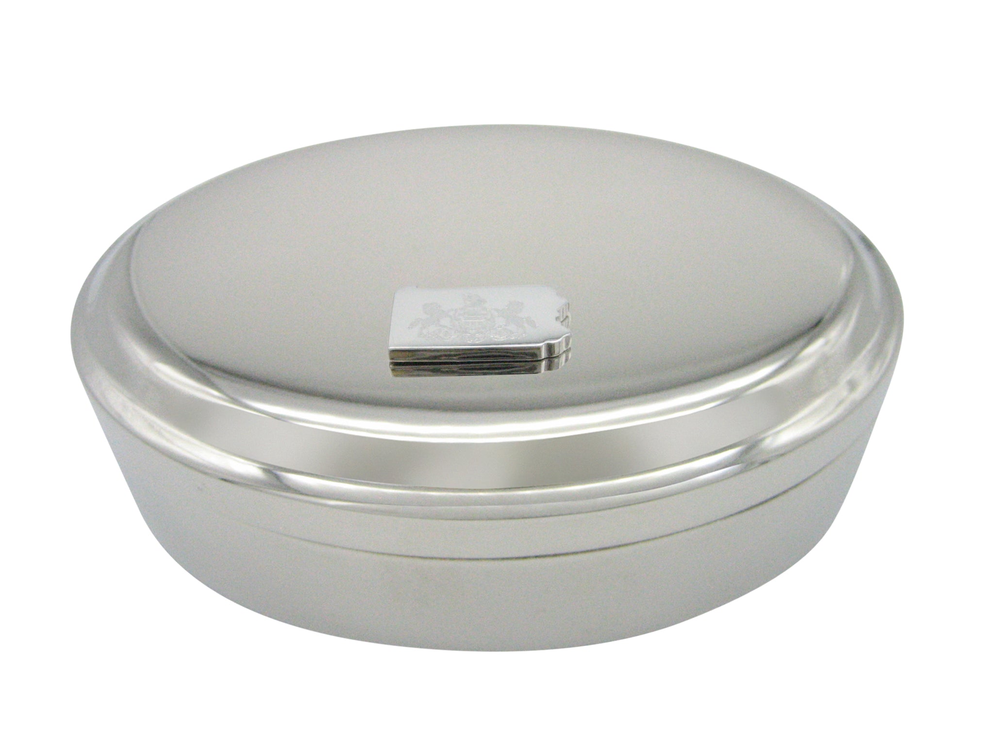 Pennsylvania State Map Shape and Flag Design Pendant Oval Trinket Jewelry Box