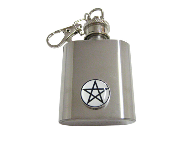 Pentagram Star Design 1 Oz. Stainless Steel Key Chain Flask