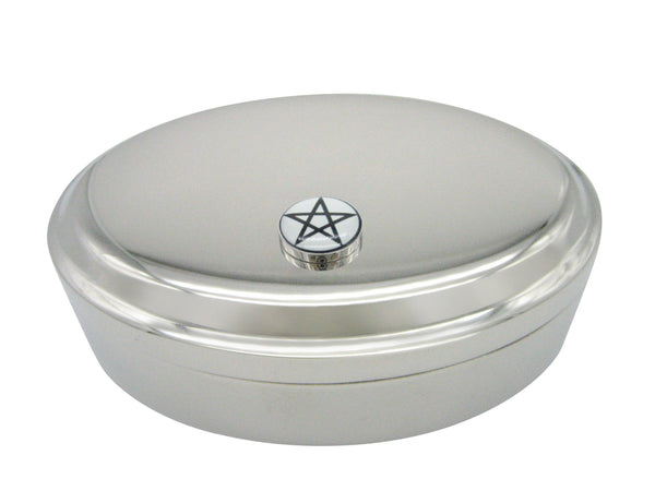 Pentagram Star Design Pendant Oval Trinket Jewelry Box