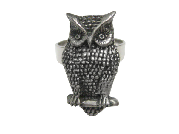 Perched Owl Bird Adjustable Size Fashion Ring