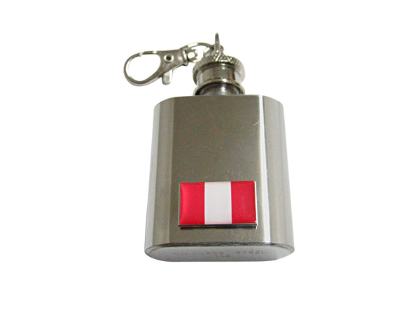Peru Flag Pendant 1 Oz. Stainless Steel Key Chain Flask