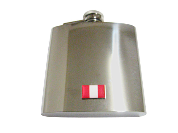 Peru Flag Pendant 6 Oz. Stainless Steel Flask