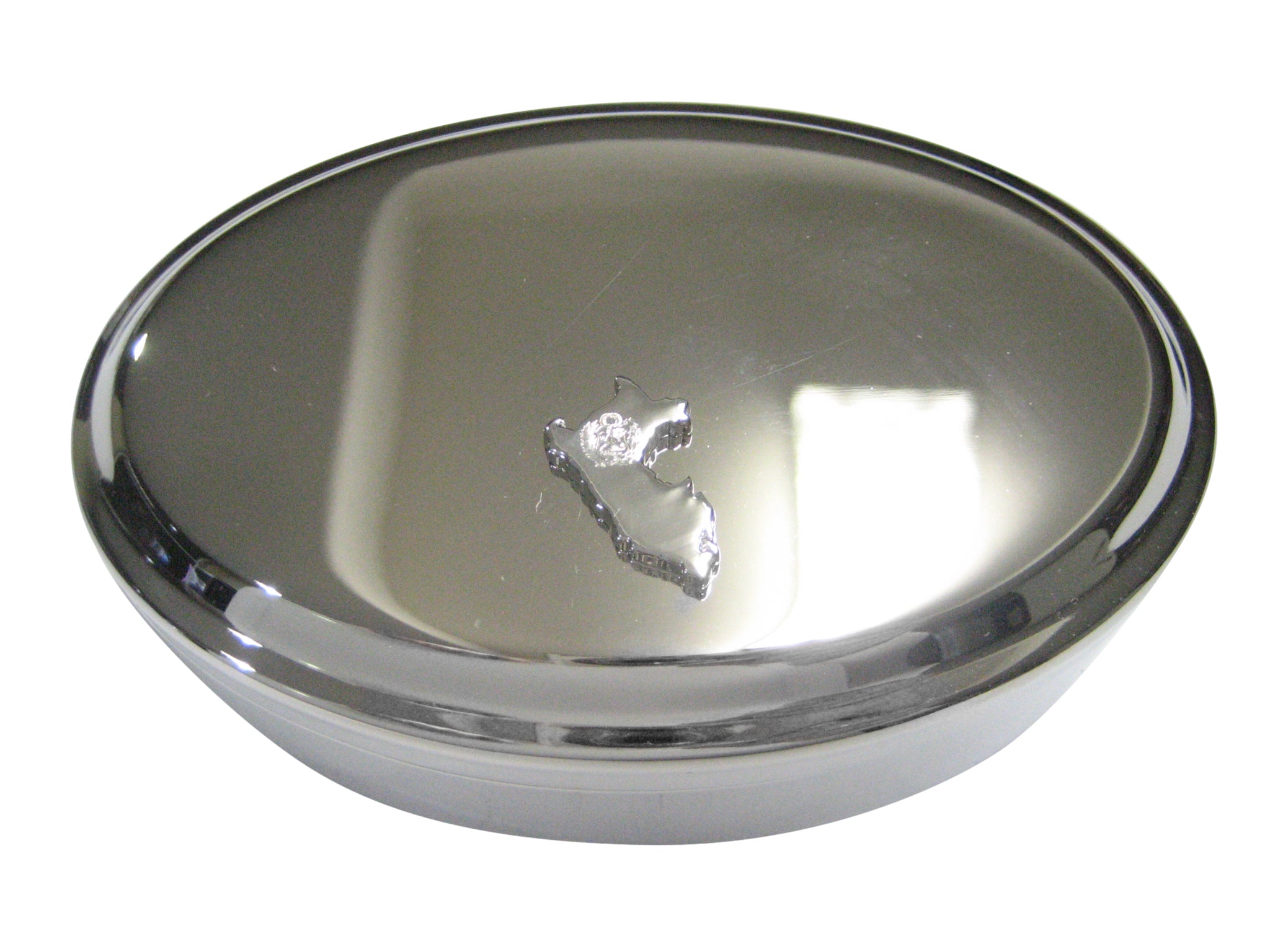 Peru Map Shape and Flag Design Oval Trinket Jewelry Box