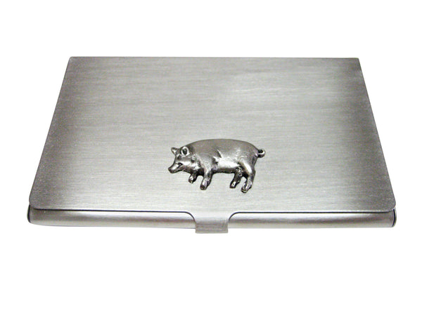Pewter Pig Business Card Holder