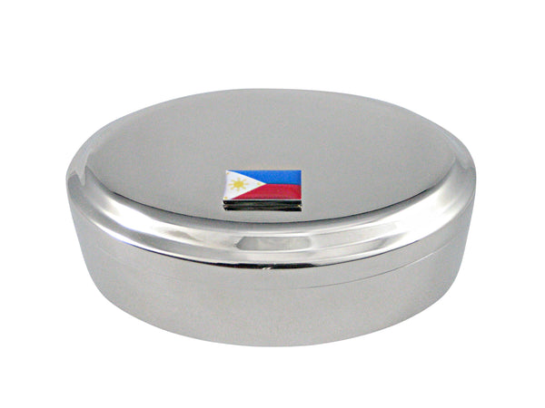 Philippines Flag Pendant Oval Trinket Jewelry Box