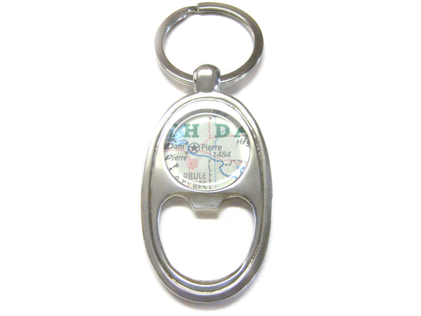 Pierre South Dakota Map Bottle Opener Key Chain