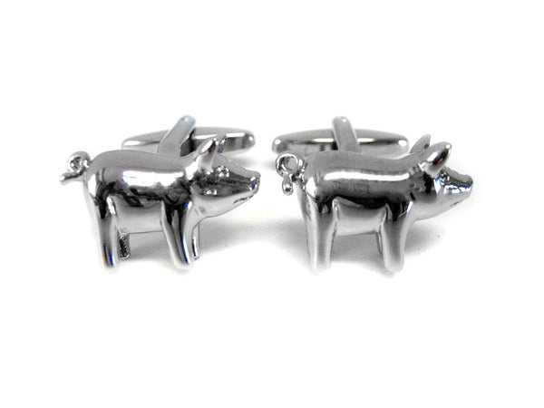 Shiny Metal Pig Cufflinks