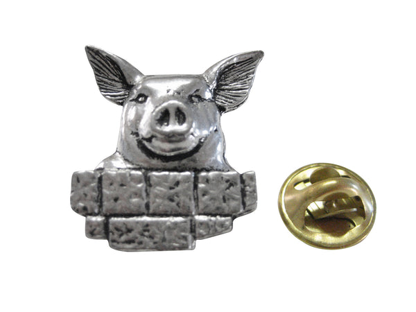 Pig with Bricks Lapel Pin