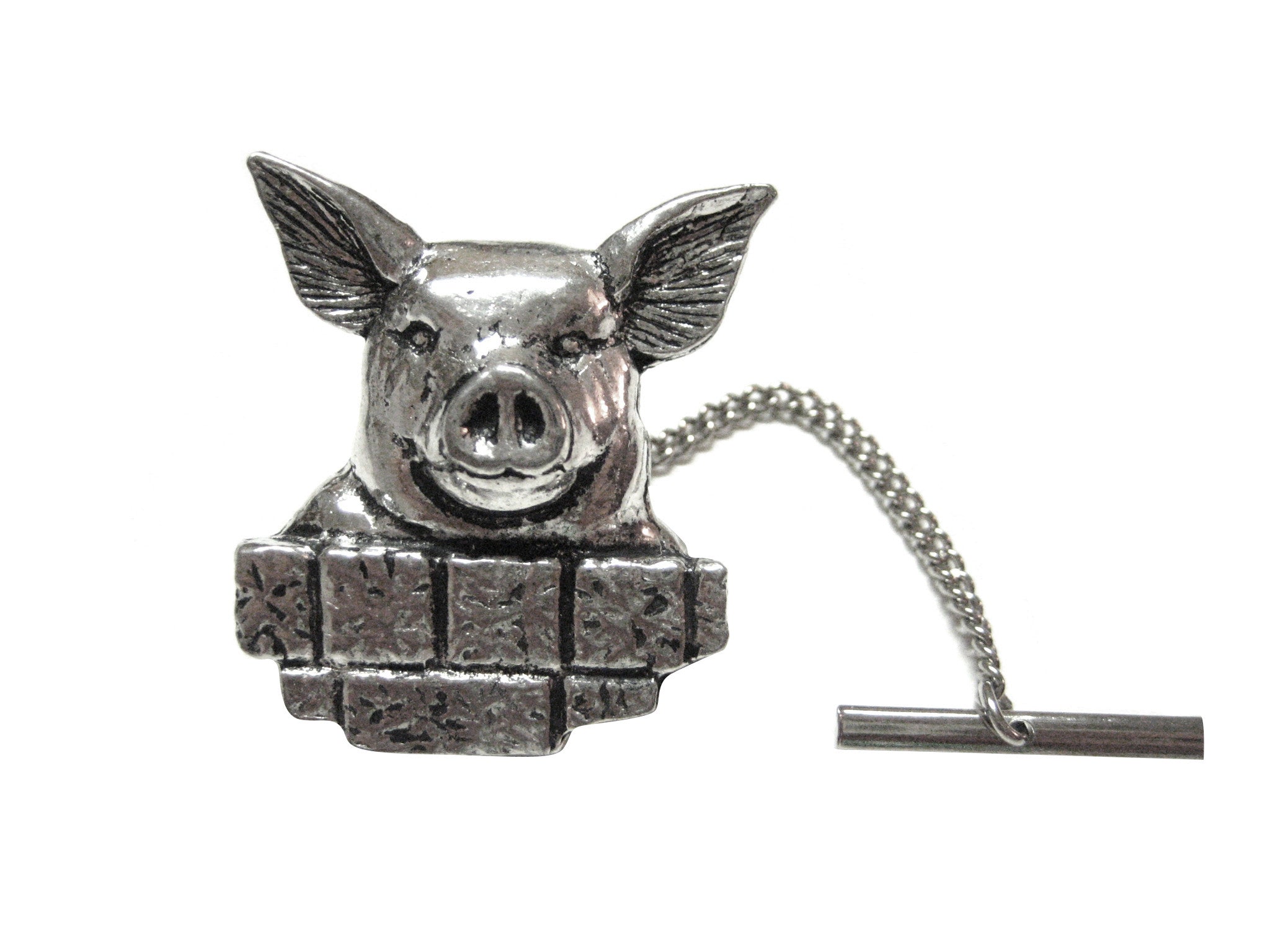 Pig with Bricks Tie Tack